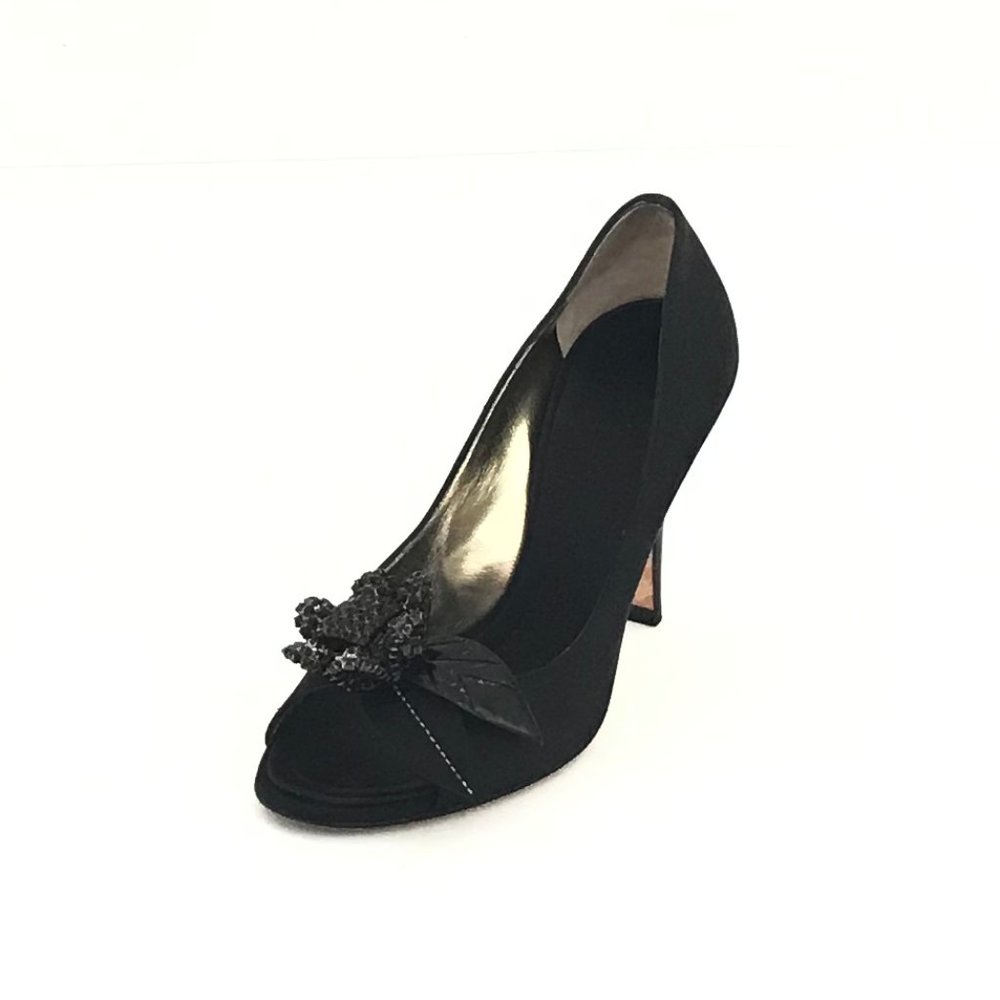 Giuseppe Zanotti Black Satin with Swarovski flower